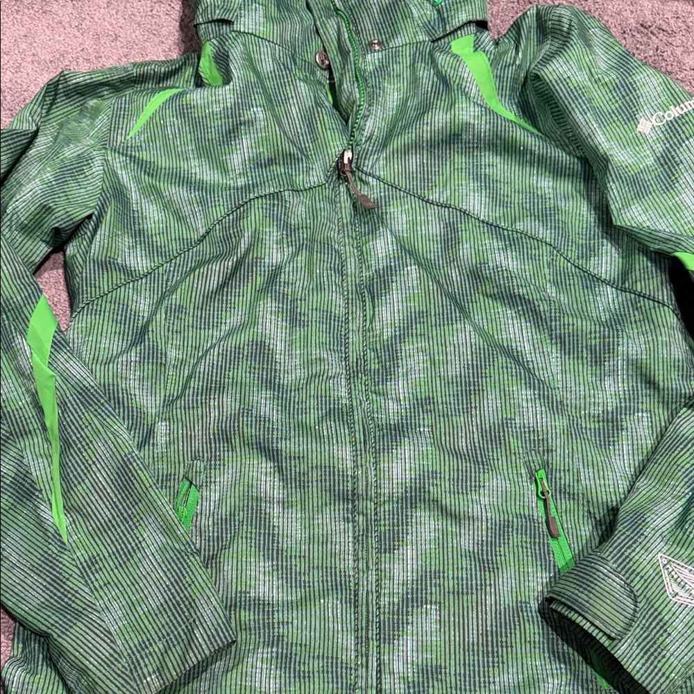 Columbia Vibrant Green Striped Jacket Size Women’s Small